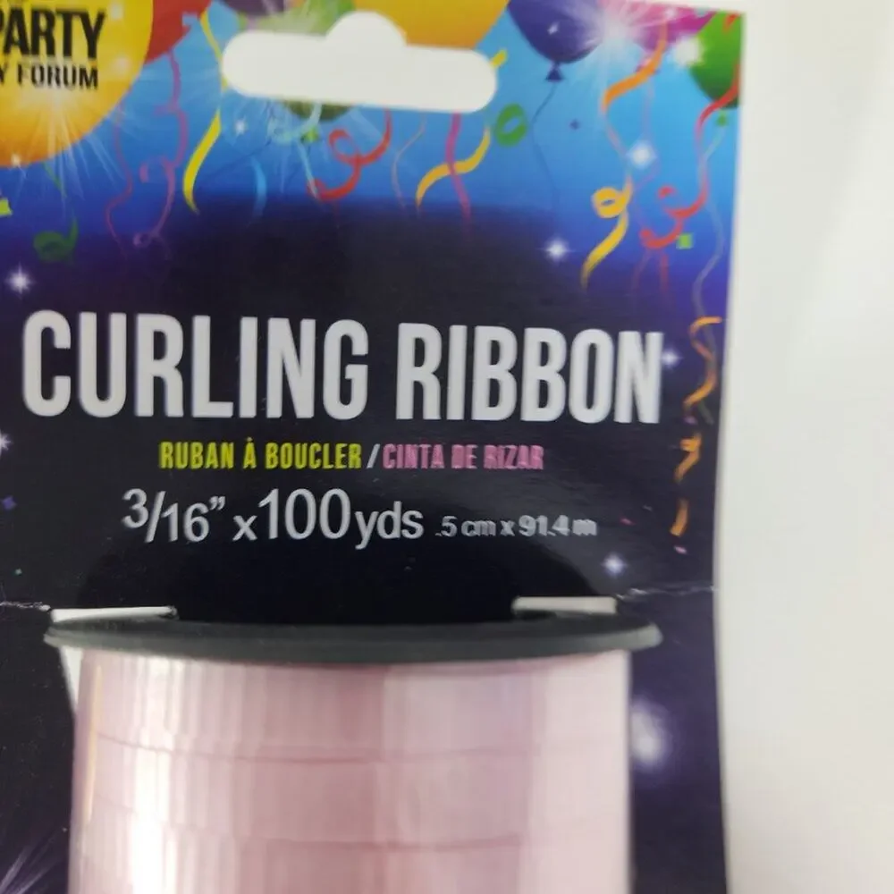 Lot of 5 Curling Ribbon Spools Rolls 3/16 in New Partial Pink Blue Yellow White